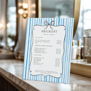 Expositor En L Lista de precios de lazo vintage de franja azul bl