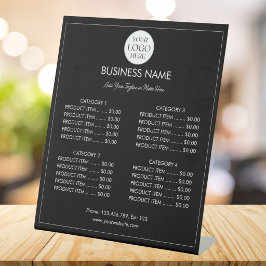 Expositor En L Lista de precios de menú moderno con logotipo de n
