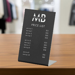 Expositor En L Lista de precios de monograma minimalista negro