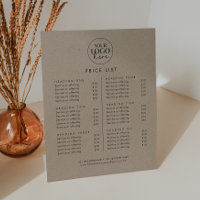 Lista de precios de negocio con logotipo de kraft 