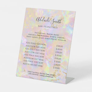 Expositor En L lista de precios de opal rosa Rótulo Pedestal