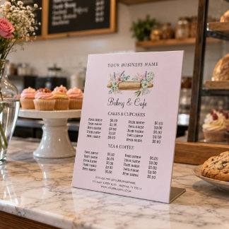 Expositor En L Lista de precios de panadería con rodillo floral e