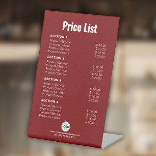 Expositor En L Lista de precios de personalizado o servicios simp