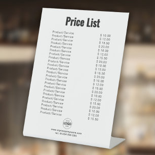 Expositor En L Lista de precios de productos/servicios de persona