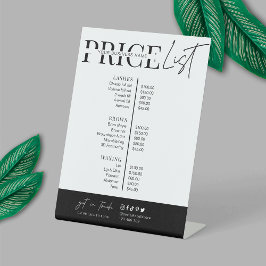 Expositor En L Lista de precios de salon blanco negro con guión m