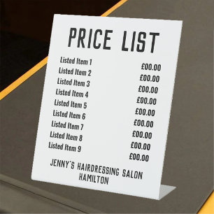 Expositor En L Lista de precios de salon de peluquería