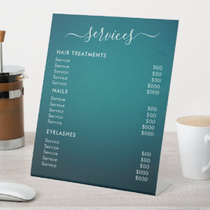 Expositor En L Lista de Precios de Servicios de Salón Minimalista