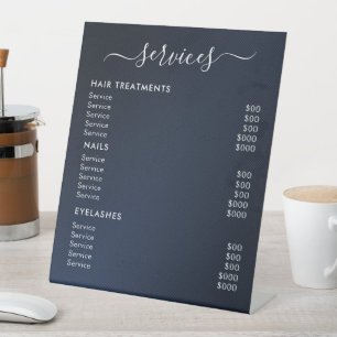 Expositor En L Lista de Precios de Servicios del Salón Minimalist