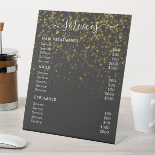 Expositor En L Lista de Precios de Servicios del Salón Negro con