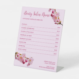 Expositor En L Lista de Precios de Servicios del Spa de Flor de C