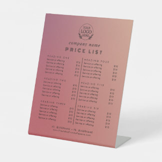 Expositor En L Lista de precios de servicios empresariales de tip