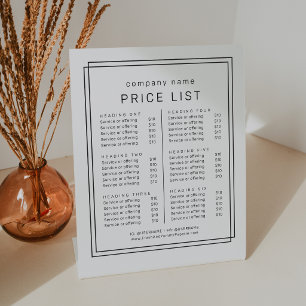Expositor En L Lista de precios de servicios empresariales modern