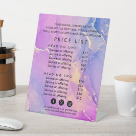 Expositor En L lista de precios de textura opal Rótulo Pedestal