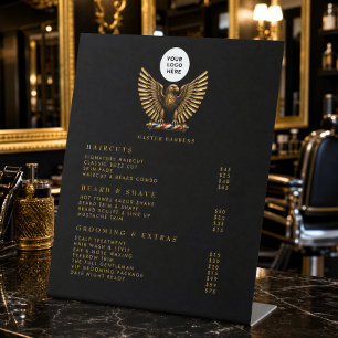 Expositor En L Lista de Precios del Logotipo de la Barbería Elega