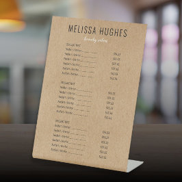 Expositor En L Lista de precios del menú de servicio Rustic Kraft