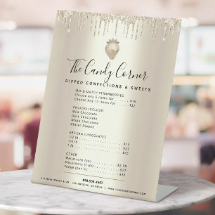 Expositor En L Lista de precios del menú Dulces de postre de Purp