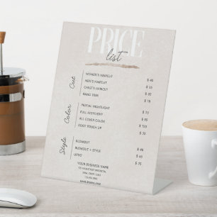 Expositor En L Lista de precios del Salón de Belleza Pastel Gold