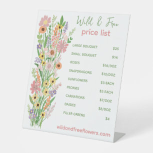 Expositor En L Lista de Precios Florista Flores Pintadas a Mano M