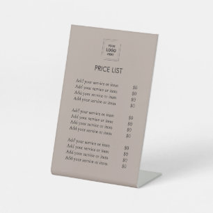 Expositor En L Lista de precios Logotipo de empresa Color marró