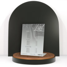 Lista de precios/ Menú de estilista de cabello gri