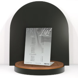 Expositor En L Lista de precios/menú Gris Gris White Hair Stylist