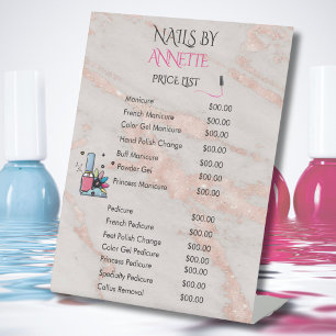 Expositor En L Lista de precios QR de Rosa Dorado para Manicurist