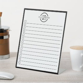 Expositor En L Lista de tareas con monograma en negro y blanco Pi