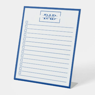 Expositor En L Lista de tareas pendientes monograma Papá Azul 10"