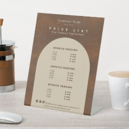 Expositor En L Lista Rustica de Precios de Tono de Tierra Vintage