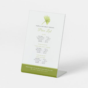 Expositor En L Lista verde de precios de productos de belleza tro