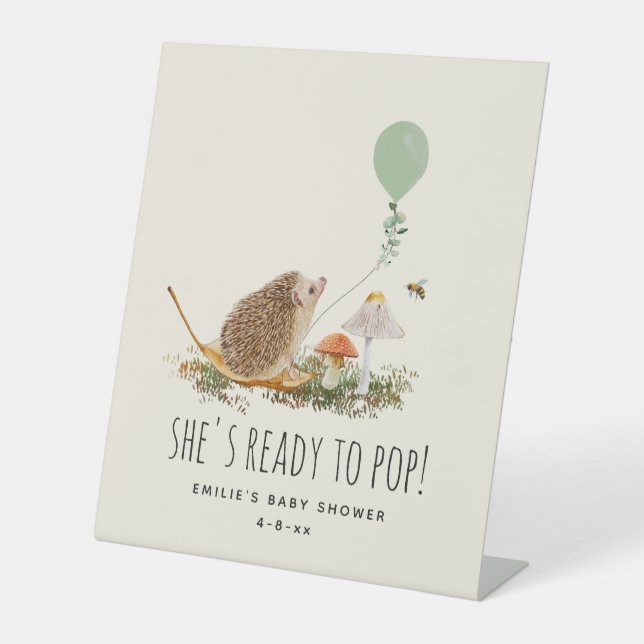 Expositor En L Listo para pop hongos Hedgehog Baby Shower Green (Anverso)