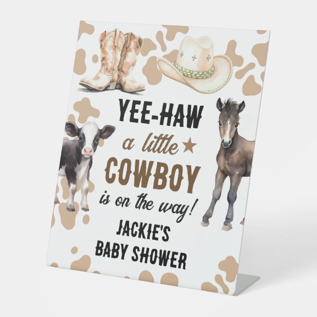 Expositor En L Little Cowboy Rodeo Baby Shower (Anverso)