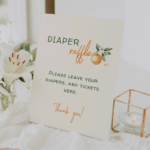 Expositor En L Little Cutie Citrus Baby Shower Diaper Raffle
