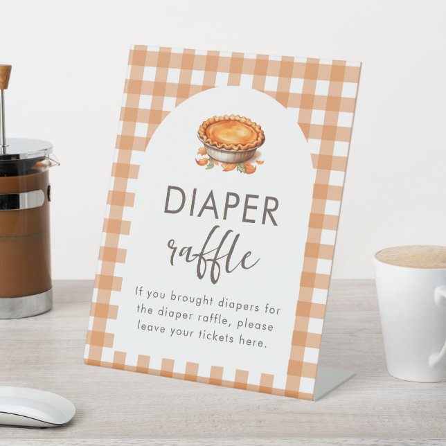 Expositor En L Little Cutie Pie Fall Gingham Diaper Raffle (In Situ)
