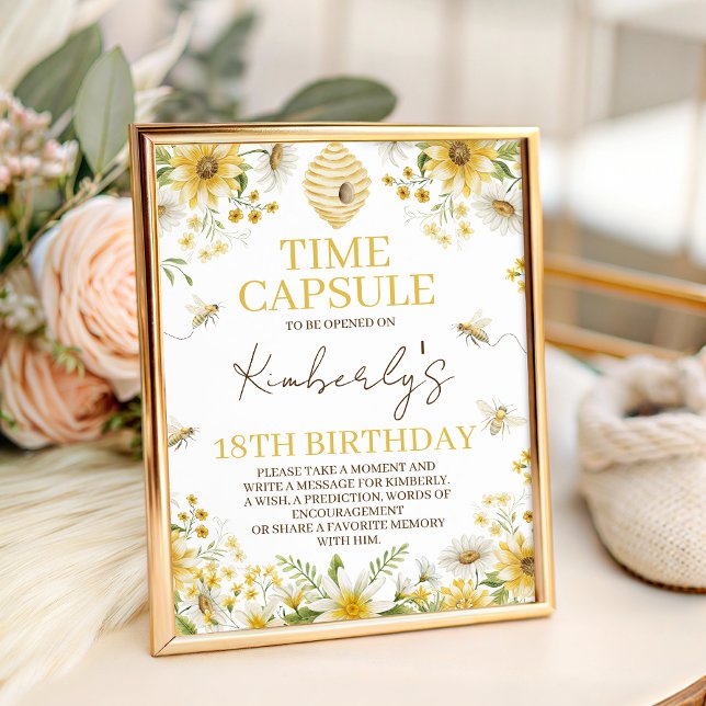Expositor En L Little Honey Bee Floral Time Capsule Sign (Subido por el creador)