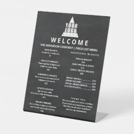 Expositor En L Logo Chalkboard Promo Lista de precios 2 Columnas