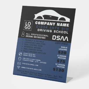 Expositor En L Logo de Black & White Car, Escuela de Conducción, 