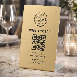 Expositor En L Logo de empresa de acceso WiFi dorado para negocio