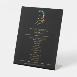 Expositor En L Logo De La Mano Curadora Reiki, Terapia De Masaje