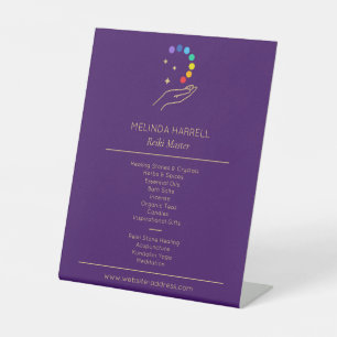 Expositor En L Logo De La Mano Curadora Reiki, Terapia De Masaje 