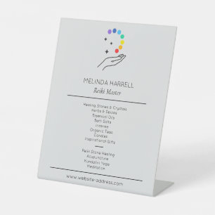 Expositor En L Logo De La Mano Curadora Reiki, Terapia De Masaje 