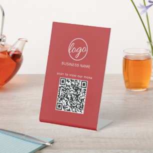 Expositor En L Logo de negocios QR Code Restaurant Red