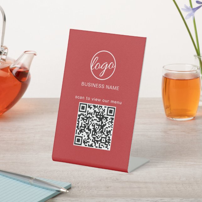 Expositor En L Logo de negocios QR Code Restaurant Red (In Situ)