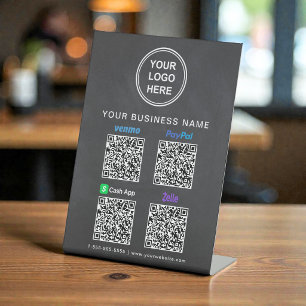 Expositor En L Logo Paypal Venmo CashApp Zelle Código QR Pizarra