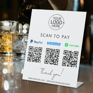 Expositor En L Logotipo adicional de pago de código QR de aplicac