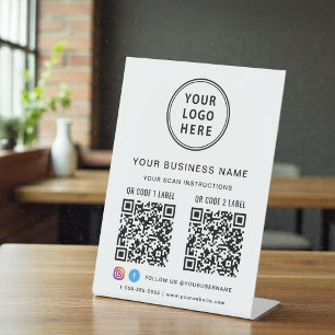 Expositor En L Logotipo comercial 2 Códigos QR Medios sociales