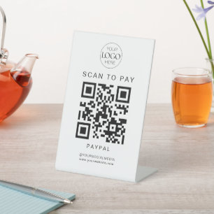 Expositor En L Logotipo comercial Examen de código QR para pagar 