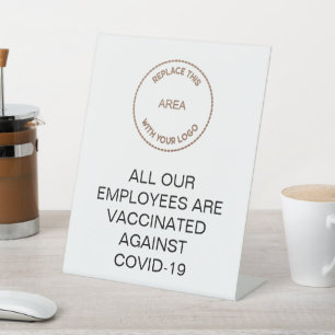 Expositor En L Logotipo comercial Todos los empleados vacunados b