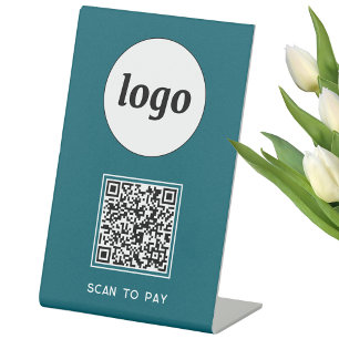 Expositor En L Logotipo de código QR Empresa Escanea para pagar V