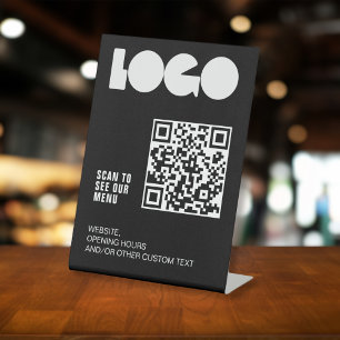 Expositor En L Logotipo de código QR Menú Escanear en la mesa del